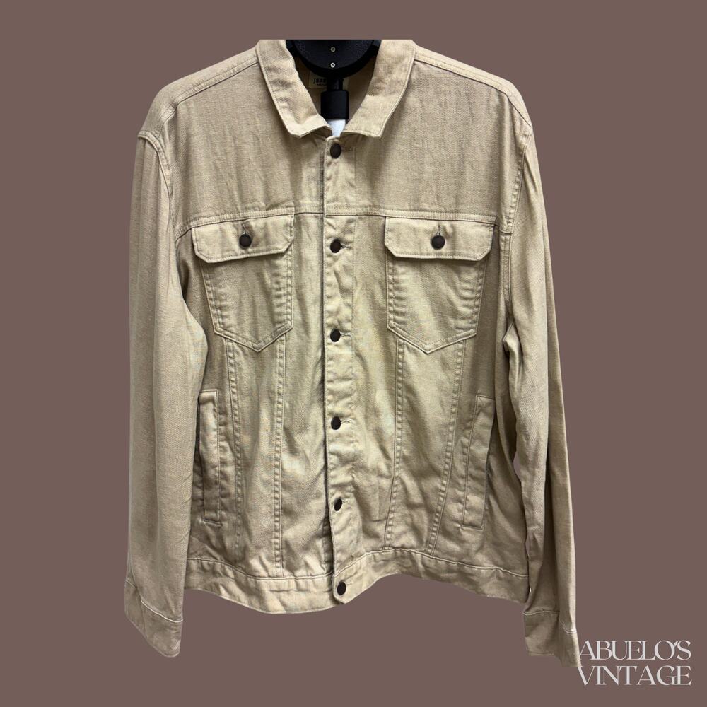 Jeremiah Trucker Jacket | Cotton Linen Khaki | Size XL | Vintage